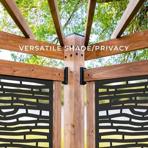 Corner Pergola | Wayfair Corner Pergola Ideas, Pergola Corner, Corner Gazebo, Hot Tub Pergola, Corner Pergola, Garden Nook, Pergola Ideas, Wood Pergola, Wooden Pergola