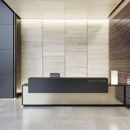 Residential Lobby Design, Modern Office Reception Desk, Luxury Reception Desks, Modern Office Reception, Reception Counter Design, Reception Area Design, Reception Table Design, Office Reception Design, Custom Reception Desk