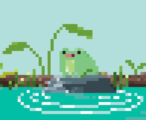 Pixel Painting Art, Pixel Art Png Gif, Vintage Pixel Art, Pixel Art Frogs, Pretty Pixel Art, Pixel Art Widget, Cute Frog Pixel Art, Pixel Art Profile Picture, Cottagecore Pixel Art