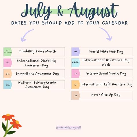 With January coming to an end, I thought it might be helpful to share some important dates that are occurring throughout the rest of 2024! Be sure to add these to your calendars 📅 #importantdates #2024 International Left Handers Day, International Youth Day, Youth Day, Assistance Dog, Google Calendar, January 29, Index Cards, Health Awareness, Important Dates