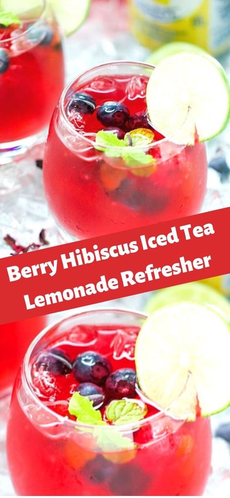 Hibiscus Tea Lemonade, Lemonade Refresher, Hibiscus Iced Tea, Hibiscus Drink, Berry Hibiscus, Iced Tea Lemonade, Berry Tea, Tea Lemonade, Creative Desserts