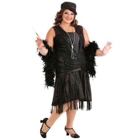 Plus Size Black Jazz Flapper Costume for Women - Walmart.com - Walmart.com Halloween Plus Size Costumes, Inflatable Halloween Costumes, Plus Size Flapper Costume, Plus Size Witch, Plus Size Flapper, Plus Size Flapper Dress, Halloween Costumes Men, Decades Costumes, 20s Costume