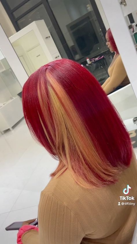 Colorful Hair Dye Ideas, Blond And Red Hair, Blonde Brown And Red Hair, Dye Red Hair, Red And Blonde Hair Color, Brown And Red Hair, Blonde And Red Hair, Haircut Trim, Blonde Red Hair