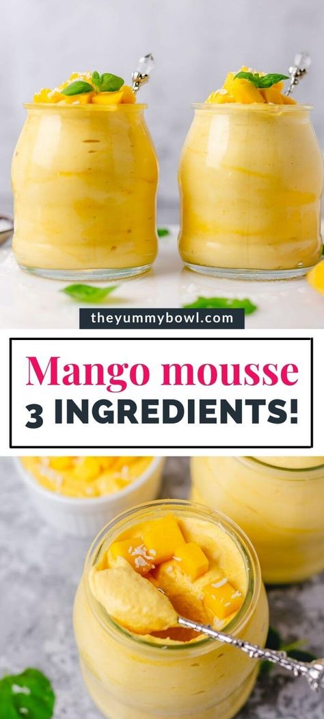 Healthy Mango Mousse, Mango And Banana Recipes, Dessert Recipes With Mango, Mango Easy Dessert, Mango Cream Dessert, Mango Treats Dessert Recipes, Thai Mango Dessert, Mango Coconut Milk Dessert, Mango Dessert Recipes Vegan