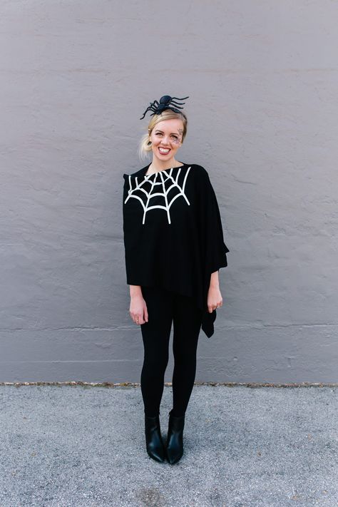 Spider And Spider Web Costume, Diy Halloween Outfits For Women, Spider Costume For Women, Diy Spiderweb Costume, Easy Diy Spider Costume, Charlotte's Web Costume Diy, Diy Spooky Costumes For Kids, Diy Womens Spider Costume, Spider Web Costume Diy