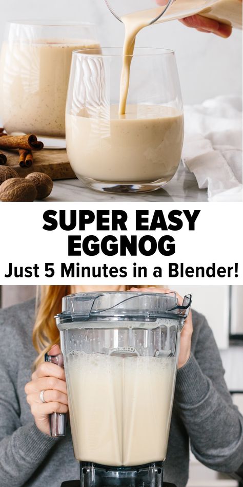 Cooked Eggnog Recipe Homemade, Healthy Egg Nog, Eggnog Non Alcoholic, Homemade Eggnog Easy, Diy Egg Nog, Egg Nog Recipe Homemade Alcoholic, How To Make Egg Nog, Diy Eggnog Recipes, Boozy Eggnog Recipe