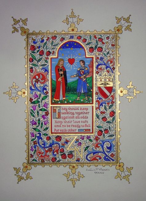 Modern Illuminated Manuscript, Medieval Manuscript Illumination, Medieval Manuscript Art, Medieval Manuscript Border, Medieval Book Illustration, Medieval Manuscript Illustration, Medieval Graphic Design, Illuminated Manuscript Borders, Book Illumination