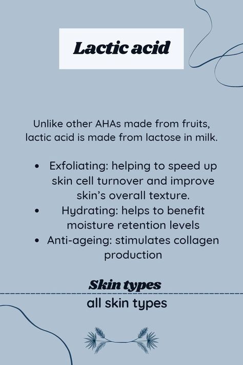 Unlike other AHAs made from fruits, lactic acid is made from lactose in milk. - Exfoliating: Like all AHAs, lactic acid boasts exfoliating properties, helping to speed up skin cell turnover and improve skin’s overall texture. - Hydrating: Uniquely, lactic acid for skin helps to benefit moisture retention levels, improving skin’s ability to stay hydrated. Skin Smoothie Recipes, Hydrating Face Mask Diy, Health And Fitness Aesthetic, Dry Skin Diy, Skin Smoothie, Tattoo Health, Vision Board Examples, Hydrating Face Mask, Gorgeous Skin