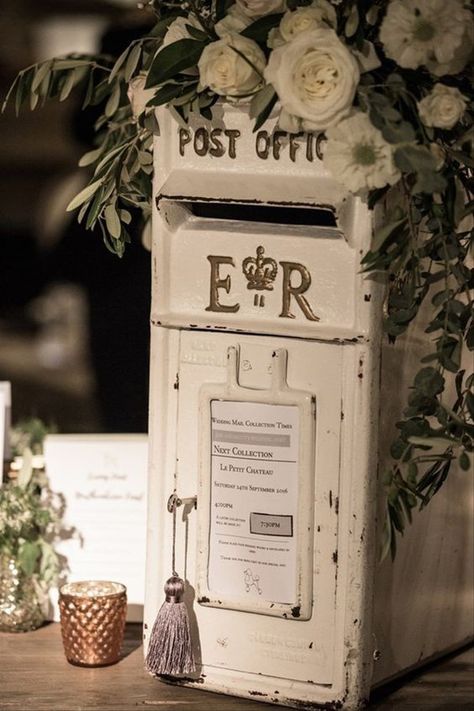 Wedding Card Post Box, Alcohol Wedding Favors, Wedding Favour Ideas, Wedding Post Box, Favour Ideas, Wedding Favors And Gifts, British Wedding, Wedding Postcard, Rustic Wedding Reception