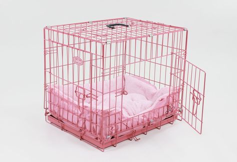 Dog Cages http://www.chihuahuaclothes.org/dog-cages/ Pink Dog Stuff, Pink Dog Accessories, Pink Dog Crate, Puppy Cage, Pet Regression, Pink Dog Beds, Pekingese Puppies, Puppy Time, Pet Spaces