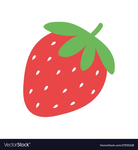 Strawberry Painting Easy Cute, Strawberries Drawing Simple, Cute Cartoon Strawberry, Strawberry Easy Drawing, Strawberry Vector Illustration, Cute Strawberry Illustration, Strawberry Drawing Cute, Strawberry Illustration Drawings, How To Draw A Strawberry