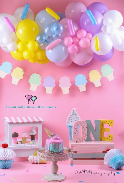 5 Senses Activities For Kids, Sweet One Cake Smash, Senses Activities For Kids, Candyland Photoshoot, Sweet One Cake, Ice Cream Birthday Party Theme, One Cake Smash, Candy Photoshoot, 2nd Birthday Photos