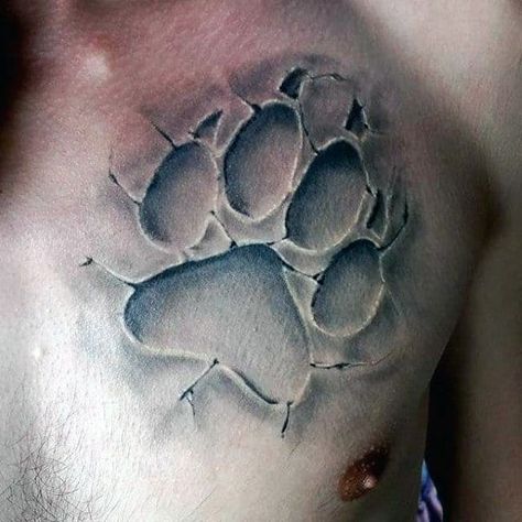 Wolf Paw Tattoo, 3d Dragon Tattoo, Tattoos On Chest, Wolf Paw Tattoos, Paw Tattoos, Wolf Paw Print, Dandelion Tattoo Design, Tatoo 3d, Totem Tattoo