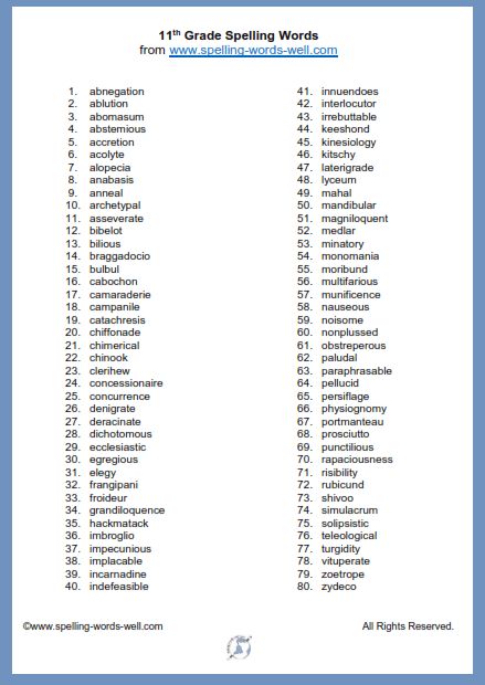 This printable list of 80 11th grade spelling words includes a lot of tricky words that your upper grade students need to learn. This spelling list for 11th grade is especially helpful for any student who wants to compete in a spelling bee! Find the printable page at www.spelling-words-well.com Difficult Spelling Words, Difficult Spelling Words English, Sat Words List, 10th Grade Spelling Words List, 9th Grade Spelling Words List, 8th Grade Spelling Words List, 11th Grade Tips High Schools, 8th Grade Spelling Words, Grade 11 English