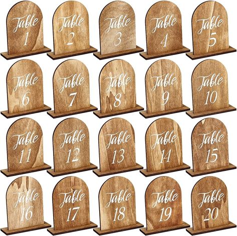 Amazon.com: 20 Pcs Wedding Wooden Table Wedding Table Numbers with Wooden Base Rustic Wedding Centerpieces for Tables Number Wooden Sign for Banquet Restaurant Party Decor (Classic Style) : Home & Kitchen Wooden Table Wedding, Wood Table Numbers Wedding, Gold Votive Candle Holders, Gold Votive Candles, Table Numbers Wedding Rustic, Wood Table Numbers, Centerpieces For Tables, Wooden Table Numbers, Restaurant Party