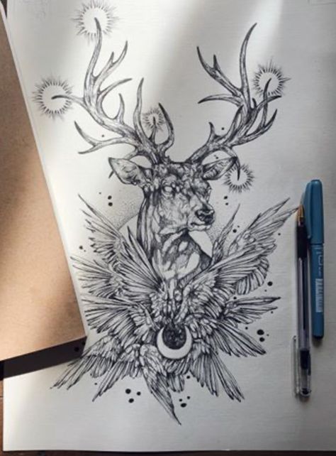 White Stag Drawing, Animal Floral Tattoo, Huntress Tattoo, Stag Drawing, Earth Tattoos, Cardboard Decorations, Deer Tattoo Designs, Pose Couple, Earth Tattoo