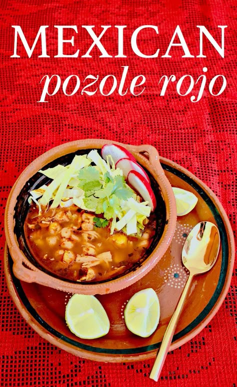 Easy Mexican Pozole Rojo recipe - LivingMiVidaLoca.com Posole Recipe Chicken, 40th Fiesta, Pozole Rojo Recipe, Chicken Pozole Recipe, Mexican Pozole, Chicken Posole, Posole Recipe, Pozole Recipe, Granulated Garlic