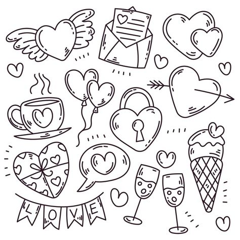 Doodle valentines day element collection | Free Vector #Freepik #freevector #heart #love #valentine #happy Valentines Day Doodles, Valentine Drawing, Doodles Bonitos, Valentine Doodle, Doodle Art For Beginners, Valentines Day Drawing, Typographie Inspiration, ポップアート ポスター, Arte Doodle