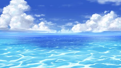 Anime Ocean Wallpaper, Ocean Wallpaper Iphone, Anime Ocean, Wallpaper Pantai, Strand Wallpaper, Hd Sky, Underwater Background, Wallpaper Estetika, Anime Summer