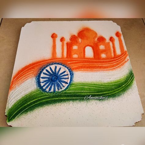 Indian Flag Rangoli Design, 15 August Independence Day Rangoli, Rangoli Competition, Colour Kolam, 3d Rangoli, House Drawing For Kids, Watercolor Indian, Rangoli Designs For Competition, Independence Day Drawing