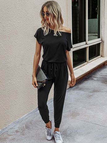 Long Pant Jumpsuit, Jumpsuit Casual, Stylish Jumpsuit, Amazon Clothes, Black Off Shoulder, Jumpsuit Outfit, Long Romper, Casual Jumpsuit, Bridal Lingerie