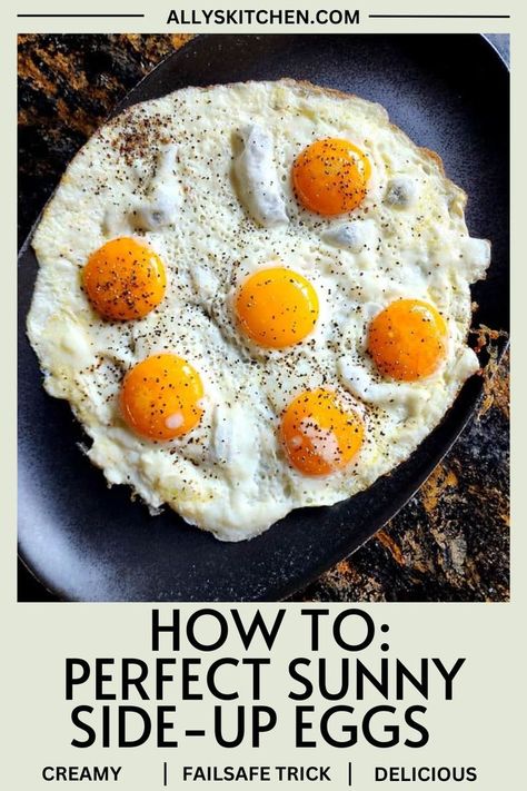 Overhead shot of plateful of sunny side up eggs. Sunny Side Up Eggs In Oven, Perfect Sunny Side Up Eggs, Soft Boiled Eggs Recipe, Sunny Side Up Eggs, Sunnyside Up Eggs, Ways To Cook Eggs, Prepared Eggs, Fried Eggs, Easy Brunch