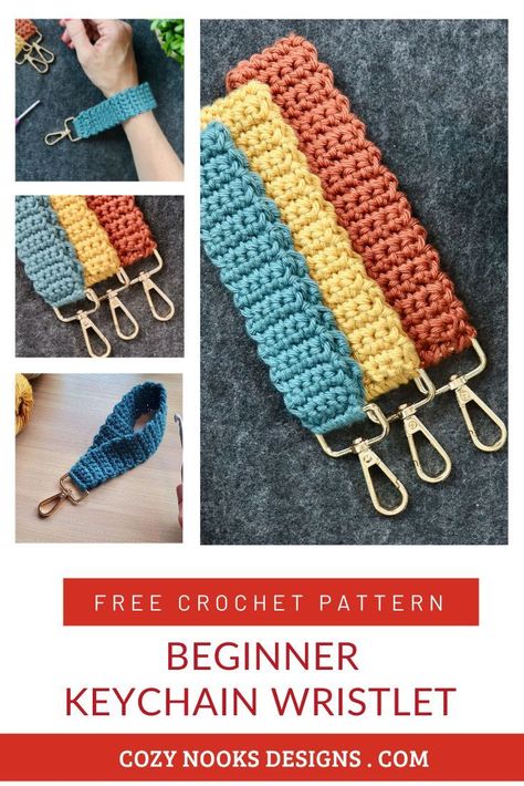 Quick And Simple Crochet, Wristlet Crochet Pattern, Crochet Projects Practical, Crochet Crafts For Beginners Simple, Practice Crochet For Beginners, 5.5mm Crochet Patterns, Beginner Crochet Projects Scarf, Easy Crochet Items To Make And Sell, Crochet Key Lanyard Pattern Free