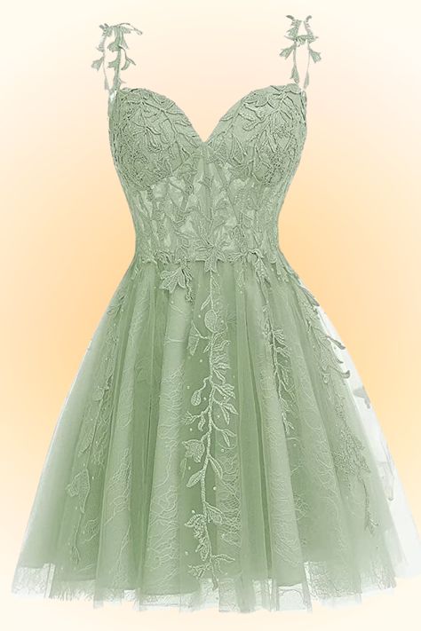 Middle School Damce Dresses, Semi Formal Dresses For Teens Promgirl, 8th Grade Formal Dresses For Teens Fancy, Teen Formal Dresses Short, Light Green Dama Dresses For Quince, Grad Dress Inspo Short, Short Green Fairy Dress, Sage Green Grad Dresses Grade 8, Grade Nine Grad Dresses