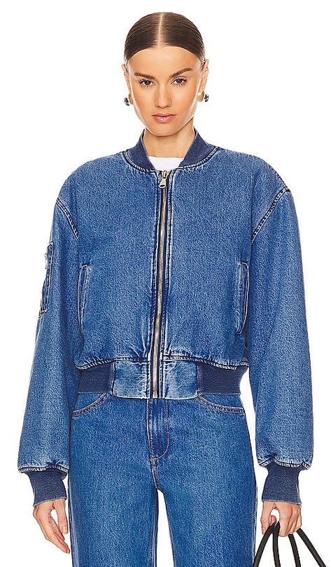 Find SPRWMN Bomber Jacket In Blue on Editorialist. SPRWMN Bomber Jacket in Blue. - size L (also in M, S, XL, XS) SPRWMN Bomber Jacket in Blue. - size L (also in M, S, XL, XS) Denim textile. Imported. Machine wash recommended. Front zipper closure. Side welt pockets and utility sleeve pocket. Padded design with rib knit collar, cuffs and hem. SPRR-WO9. 90003TD001. Torn between fashion and comfort? Well, that's exactly the point. Long Sleeve Outerwear, Wool Blend Jacket, Pad Design, Knit Collar, Outerwear Women, Welt Pockets, Outerwear Jackets, Front Zipper, Rib Knit