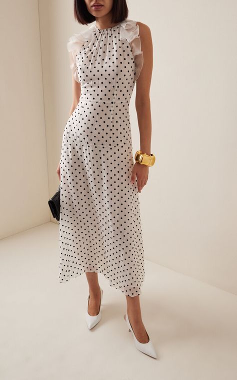 Silk Polka Dot Dress, Alessandra Rich Dresses, Vestidos Sport, Dresses Flowers, Cocktail Wear, Image Bank, Alessandra Rich, Poplin Dress, Polka Dress