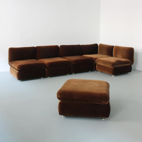 Listed on VNTG.com: 60s Modular Sofa | #vntg #vintage Vintage Modular Sofa, Maralunga Sofa, Folding Sofa, Modular Lounges, Ligne Roset, Three Seater Sofa, City Furniture, Lounge Sofa, Velvet Sofa