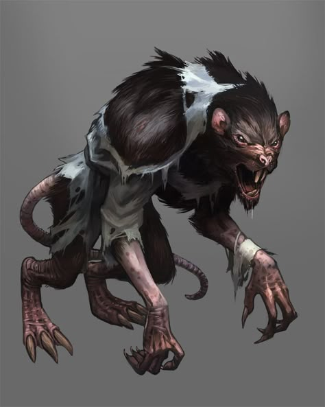 wererat Rat Monster, Heroic Fantasy, Rat Man, Dnd Monsters, 다크 판타지, Fantasy Races, Sharp Teeth, Fantasy Monster, Creature Concept Art