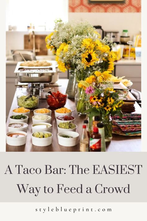 Taco Bar Buffet, Meat For A Crowd, Taco Bar Party, Beef Taco Seasoning, Buffet Set Up, Bar At Home, Mexican Buffet, Potato Bar, Taco Ingredients