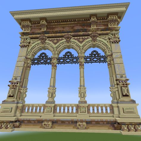 Minecraft Mosoleum, Minecraft Collums, Pillar Design Minecraft, Gateway Minecraft, Minecraft Eiffel Tower, Minecraft Column Design, Minecraft Pillar Ideas, Minecraft Castle Door, Minecraft Ballroom