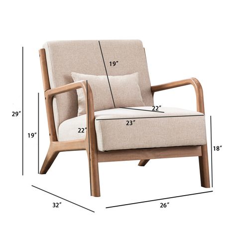 ANJ Lyquinn 26" Wide Linen Armchair With Solid Wood Foot & Reviews - Wayfair Canada Reading Armchair, Mid Century Modern Accent Chairs, Mid Century Lounge, Accent Chair Set, Furniture Material, Linen Armchair, Modern Accent Chair, Lounge Armchair, Leisure Chair