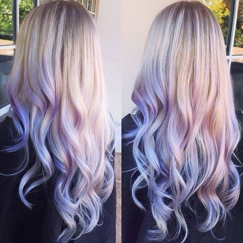 2,112 Likes, 52 Comments - Hair Extensions Color Inspo (@vpfashion) on Instagram: “This is hot! Sliver/ white roots with purple & lavender tip, is this the style U wanna DIY on…” Ombre Blond, Colored Hair Tips, Creative Hair, Lavender Hair, Super Hair, Hair Color Purple, Trendy Hair Color, Pastel Hair, Purple Lavender