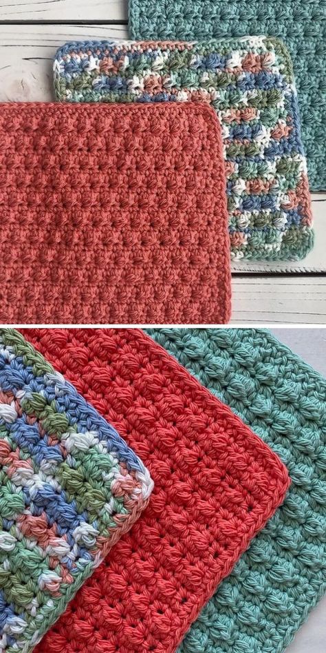 Crunchy Stitch Crochet Dishcloth, Best Crochet Stitch For Dishcloth, Crocheted Dish Rags, Best Crochet Dishcloth Pattern, Bernat Handicrafter Crochet Pattern, Free Dish Cloth Crochet Patterns, Free Crochet Pattern For Dishcloths, Simple Crochet Washcloth, Crochet Dish Cloth Patterns Free