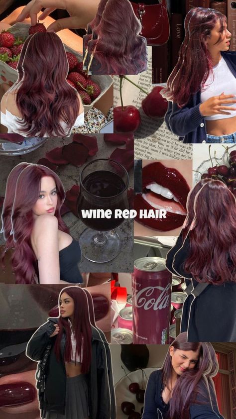 Long red hairwine redcherry cola coloured/dyed hair that can be achieved without bleaching Red Hair Wine, Red Hair Without Bleach, Red Hair No Bleach, Wine Red Hair Color, Cherry Cola Hair Color, Bleach Hair Color, Cherry Cola Hair, Cherry Hair Colors, Wine Hair Color