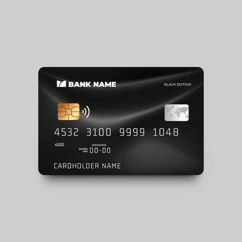 Credit Card Design Aesthetic, Black Card Credit, Bank Card Design, Credit Card Aesthetic, Business Card Design Black, Company Business Cards, Credit Card Design, Free Credit Card, Money Card