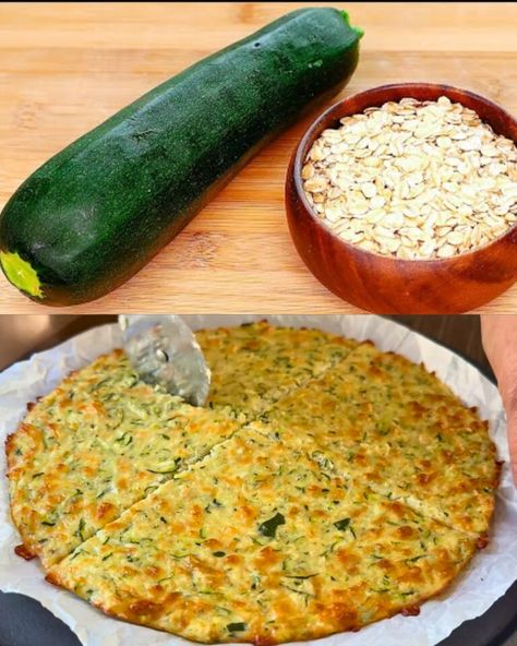 Baked Courgette and Oat Flake Pizza - Greenku Recipes Pancakes Savoury, Keto Pizzas, Savoury Bakes, Broccoli And Potatoes, Air Fryer Recipes Vegetarian, Pizza Shapes, Eggs In Peppers, Light Meals, Healthy Meals For One