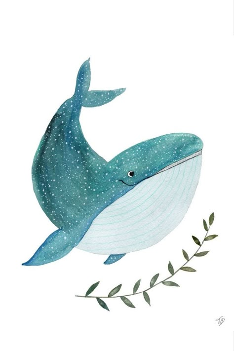 Whale Art Print, Happy Whale, Whale Illustration, Baby Whale, Creativity Art, Whale Art, Soyut Sanat Tabloları, 수채화 그림, Learn Art