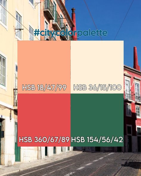 CITY COLOR PALETTE ⠀ Lisbon, Portugal ⠀ #inspirationoftheday #style #creativelife #travel #city #architecture #colors #colortherapy #palette #citypalette #citycolorpalette #colorfulstreet #colorfulhouse #urbancharm #colorcatalog #colorpalette #colorpaletteoftheday #art #artphoto #bognpalette ⠀ source: © freepik.com Color Catalog, Creative Life, Color Therapy, Lisbon, House Colors, Photo Art, Color Palette, Architecture, Travel