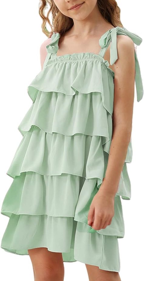 Amazon.com: Danna Belle Teen Girl Dress for Girl Ruffle Layer Easter Swing Skater Dress Szie 10-12 Light Pink: Clothing, Shoes & Jewelry Teen Girl Dress, Ruffle Dress Outfit, Girls Ruffle Dress, Pink Clothing, Girls Blue Dress, Girls Floral Dress, Teen Girl Dresses, Dress One Shoulder, Super Cute Dresses