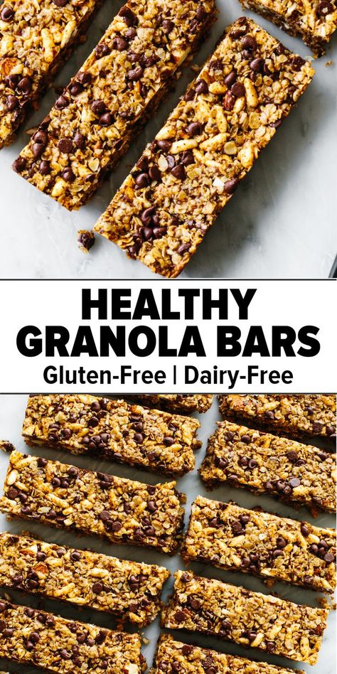 Healthy granola bars sliced up Gluten Free Granola Bars Homemade Healthy Recipes, Granola Recipe Bars Healthy, Paleo Chewy Granola Bars, Chocolate Chip Granola Bars Homemade Healthy, Oatmeal Chocolate Chip Granola Bars, Granola Bar Recipe Baked, Homemade Chewy Chocolate Chip Granola Bars, Diy Made Good Granola Bars, Gluten Free Snack Bars Healthy