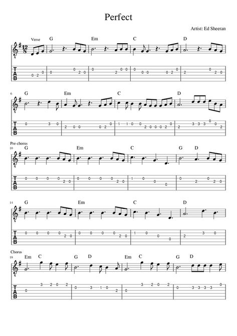 Guitar Melody Tab, Perfect Ed Sheeran Guitar Chords, Guitar Notes Songs Easy, Easy Tab Guitar Songs, Senorita Guitar Tab, Perfect Guitar Tabs Ed Sheeran, Perfect Guitar Tab, Hayloft Tabs Guitar, Guitar Tabs Popular Songs