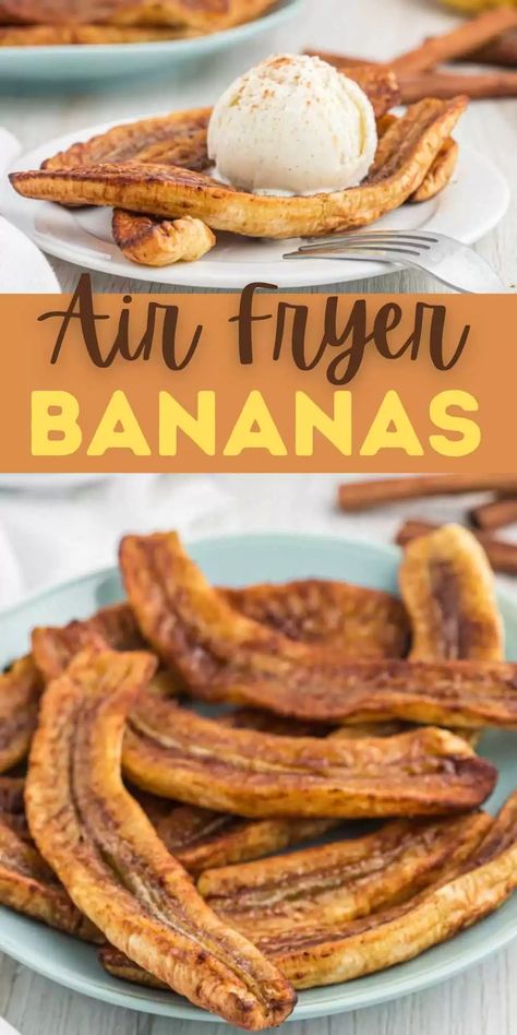 Healthy Air Fryer Desserts, Air Fryer Bananas, Airfryer Food, Air Fryer Banana, Airfryer Recipe, Banana Foster, Air Fryer Recipes Dessert, Desserts Ideas, Fried Bananas