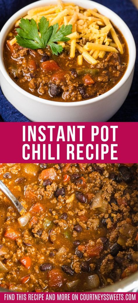 Easy Chili Beans Recipe Simple, Simple Instapot Recipes, Instapot Hamburger Recipes, Ground Beef Recipes For Dinner Instapot, Chili Instapot Recipe, Instant Pot Chili Ground Beef, Instapot Recipes For Beginners, Instantpot Chili, Blue Ribbon Chili