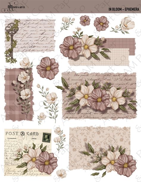 #VintageFlowerEphemeraStickers Decorate your planner, notebooks, and more with these beautiful . #Junk_Journal_Stickers #Scrapbook_Art #Postcard_Art #Best_Islamic_Images Art And Craft Wallpaper, Journal Tags Printable, Cute Design For Scrapbook, Themes For Scrapbooks, Cute Stickers For Scrapbook, Journal Items Printable, Printable Scrapbook Paper Sticker, Vintage Flowers Stickers Free Printable, Bujo Stickers Printable Aesthetic