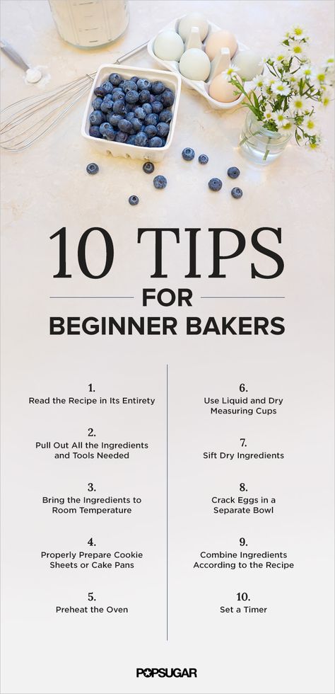 No more burned cookies! Few things can go wrong if you consult these tips for beginner bakers Baking Chart, Baking For Beginners, Baking 101, Cake Decorating For Beginners, Baking Basics, Cooking For Beginners, Cooking Basics, Cake Decorating Tips, Learn To Cook