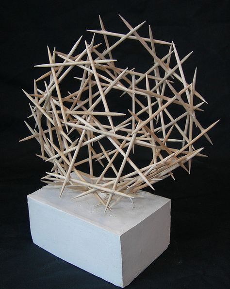 Toothpick Sculpture, Nirmana 3d, Classe D'art, Sculpture Lessons, Meaningful Design, Geometric Sculpture, Stick Art, Sculpture Projects, Middle School Art